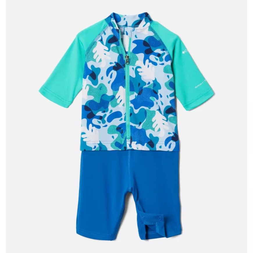 幼児用砂浜スーツ コロンビア ディープ マリン スプラッシュ カモ/elctrc Turq