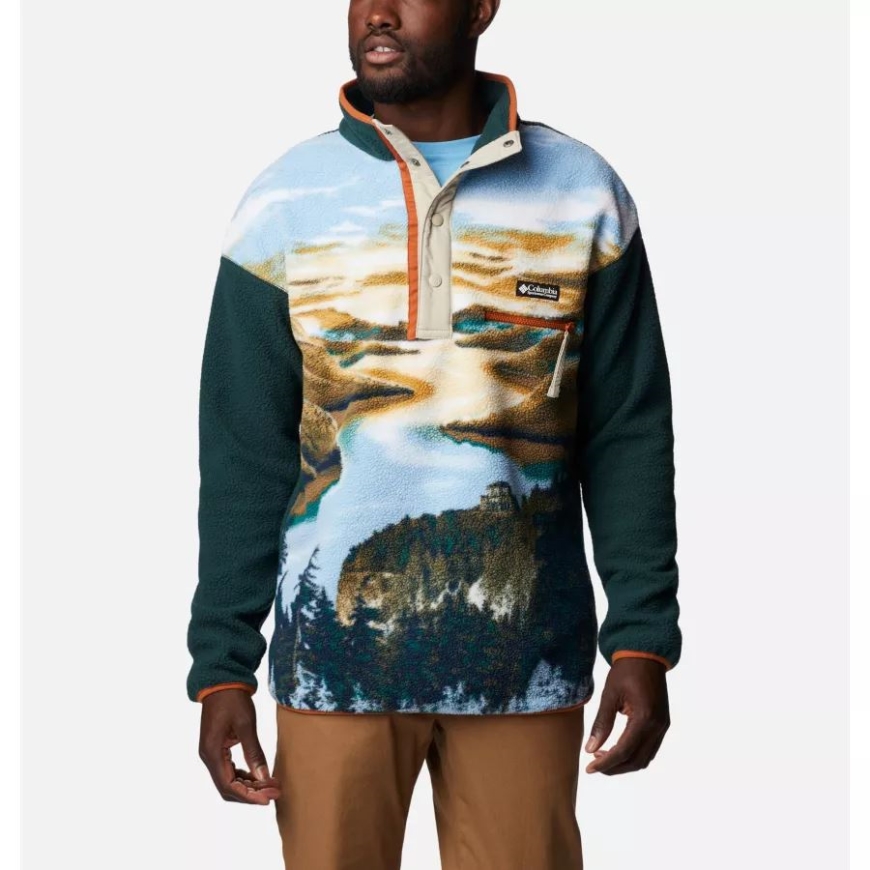 暖かみのある銅製 Crg プリント メンズ ヘルベティア ストリートウェア フリース コロンビア