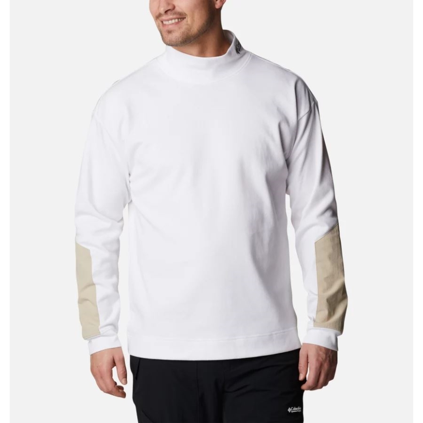 ホワイト/エンシェント フォッシル コロンビア メンズ バリスティック リッジ ハイネック ロングスリーブ Tシャツ