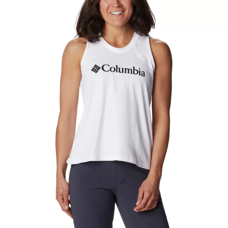 ホワイト/ブラック ブランド レディース ノース カスケード カジュアル グラフィック タンクトップ コロンビア