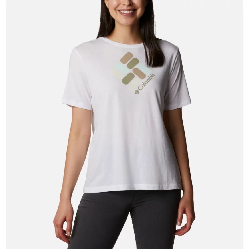 ホワイト/csc 宝石紙吹雪女性のブルーバードの日リラックス T シャツ コロンビア