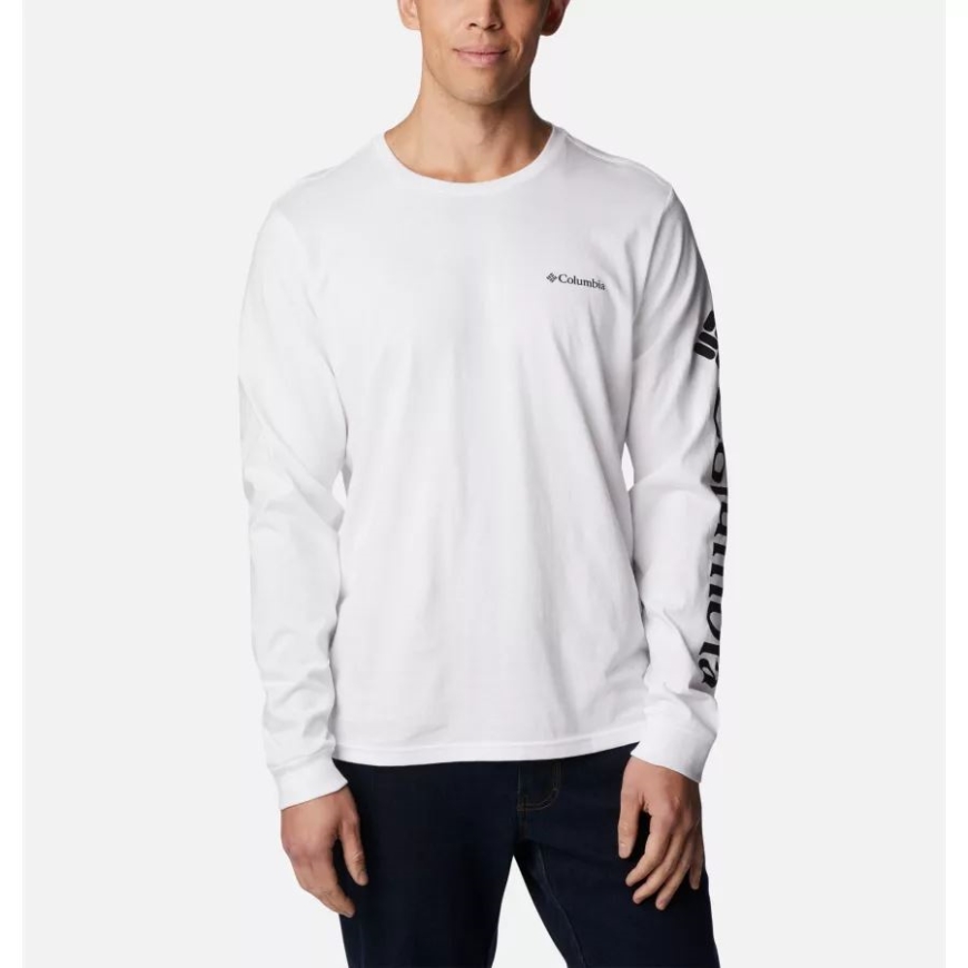 ホワイト/csc スリーブ ロゴ メンズ Csc ベーシック ロゴ ロングスリーブ Tシャツ コロンビア