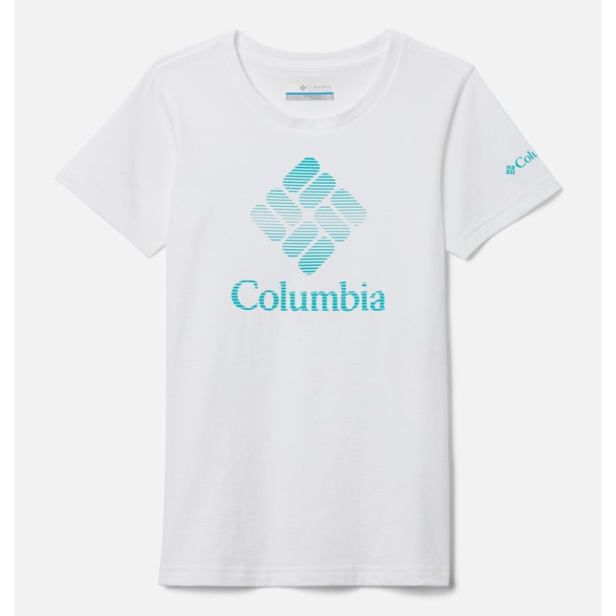 ホワイト/csc スタック バンデッド グラフィック ガールズ ミッション レイク ショートスリーブ グラフィック Tシャツ コロンビア
