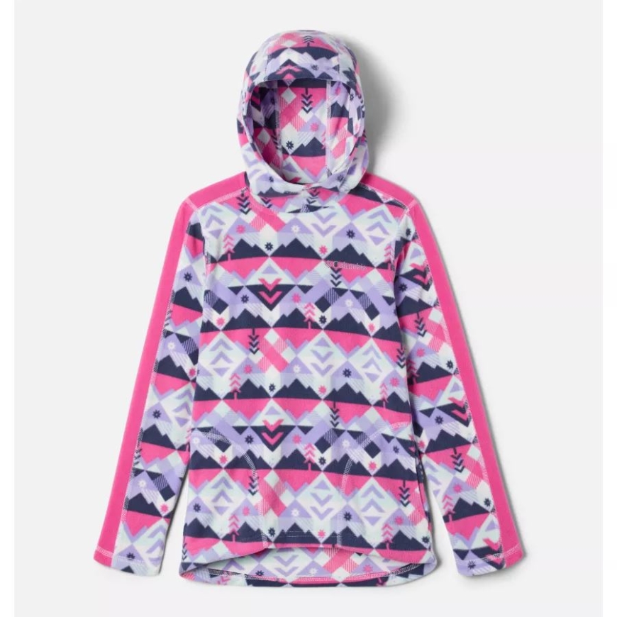ホワイト チェックポイント/ピンク アイス コロンビア ガールズ グレイシャル パーカー