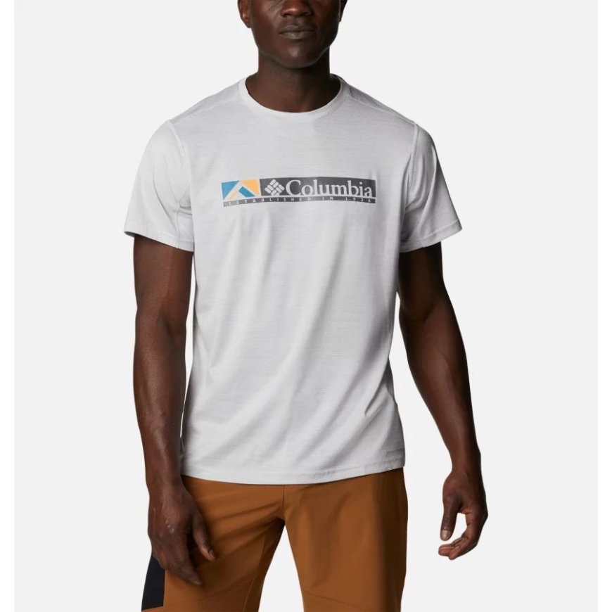 ホワイト ヘザー/リッジスケープ グラフィック メンズ アルパイン チル ゼロ グラフィック テクニカル Tシャツ コロンビア