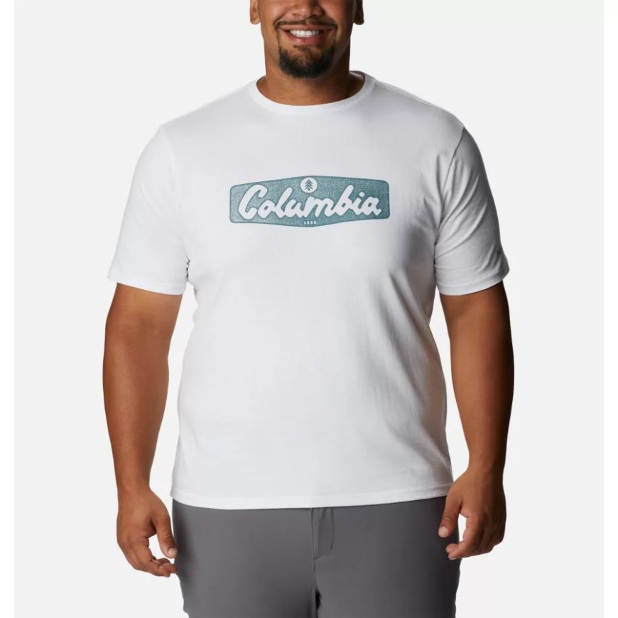 ホワイト/ヘックス スクリプト メンズ ラピッド リッジ グラフィック Tシャツ コロンビア