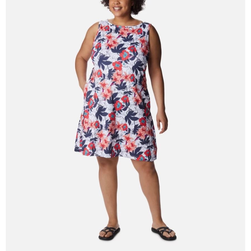 ホワイト レイクショア フローラル マルチ コロンビア レディース チル リバー プリント ドレス プラスサイズ