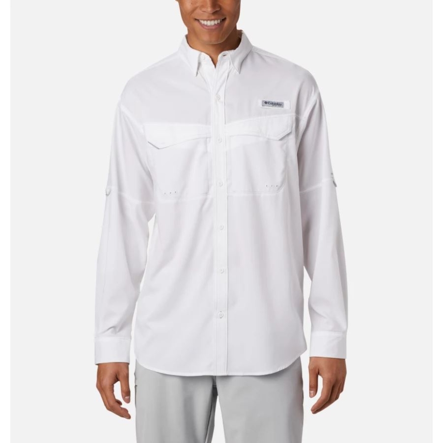 ホワイト メンズ PFG ロー ドラッグ オフショア ロング スリーブ シャツ コロンビア