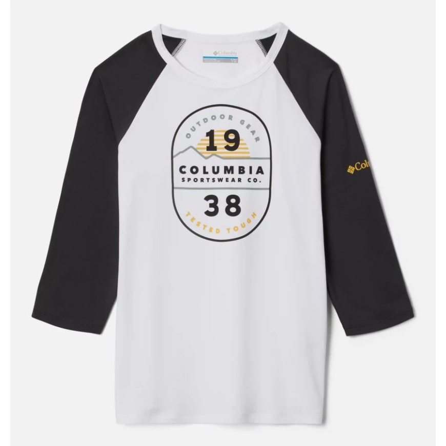 ホワイト/シャーク Csc グラフィック コロンビア キッズ アウトドア エレメント 3/4 スリーブ シャツ