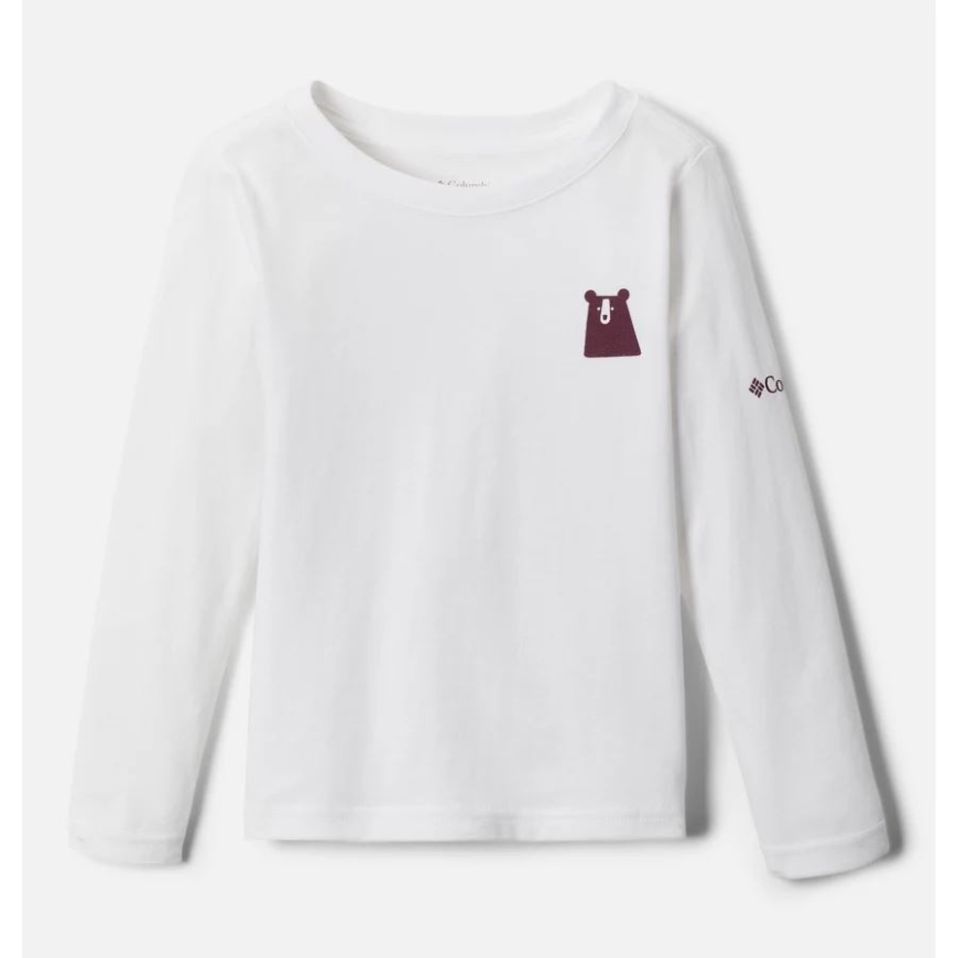 ホワイト/ウィンターランズ コロンビア ガールズ トドラー ヘーゼルデル ヒル LS グラフィック Tシャツ