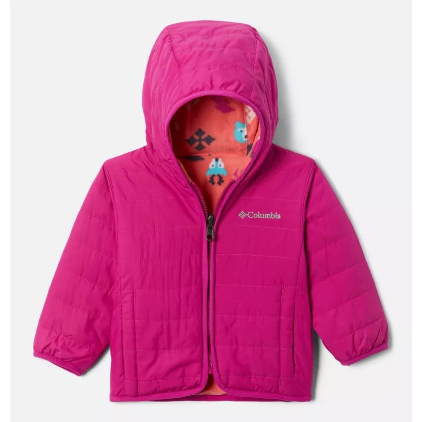 ワイルド フクシア/ブラッシュ ピンク ウッドランズ コロンビア インファント ダブル トラブル リバーシブル ジャケット