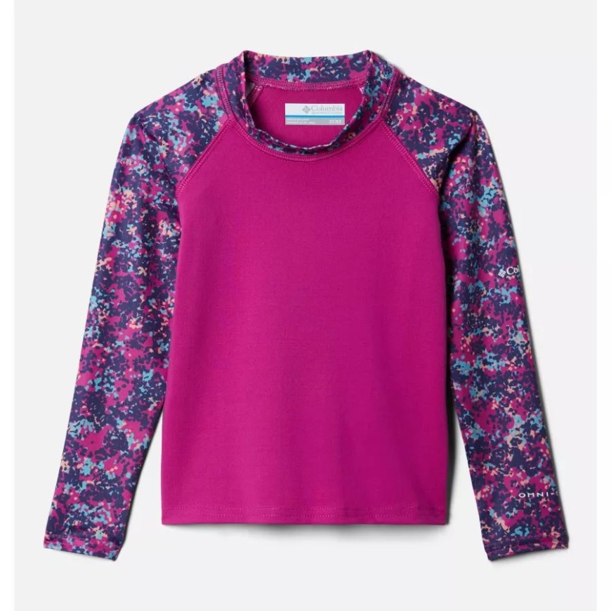 ワイルド フクシア/ワイルド フクシア ドッティ ディスギス キッズ 幼児 サンディ ショア プリント 長袖 サンガード シャツ コロンビア