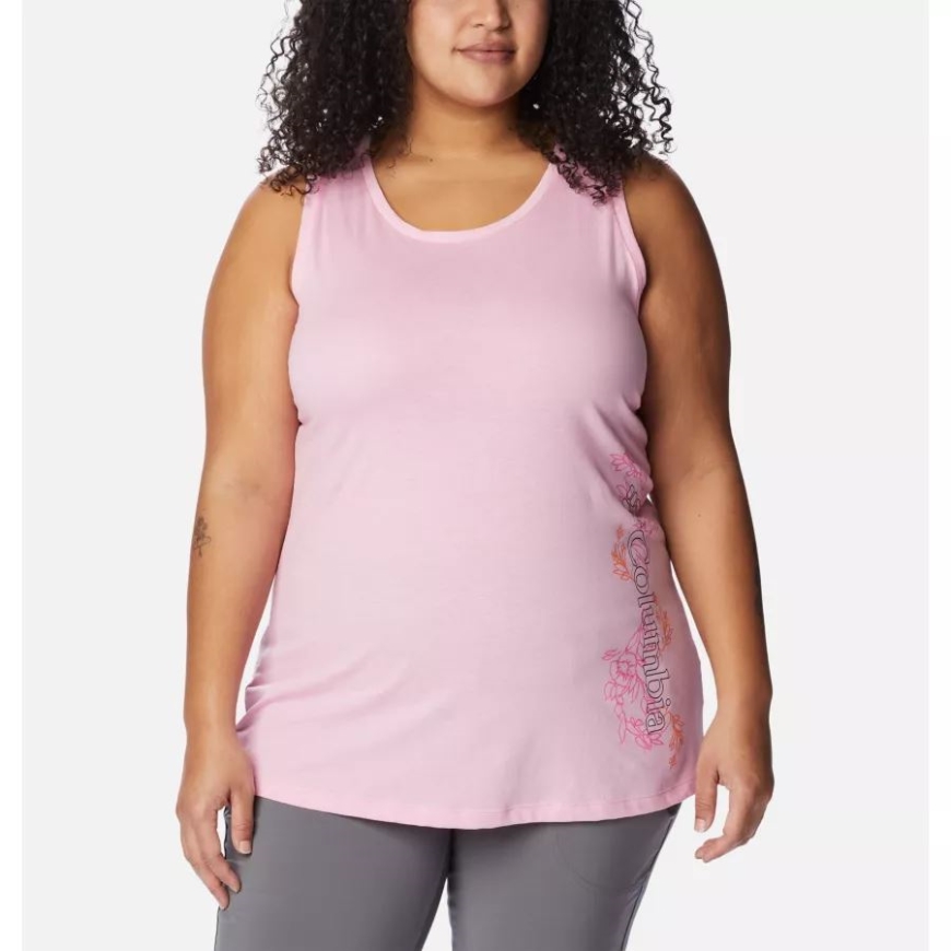 ワイルド ローズ Hthr/ブルーミング ライン グラフィック レディース ブラフ メサ タンク プラスサイズ コロンビア