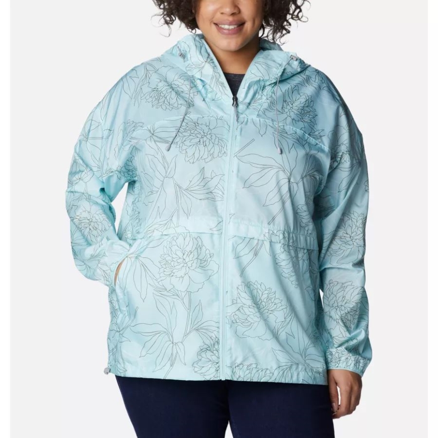 レディース アルパイン チル ウインドブレーカー ジャケット プラスサイズ コロンビア アイシーモーン リーフィーライン