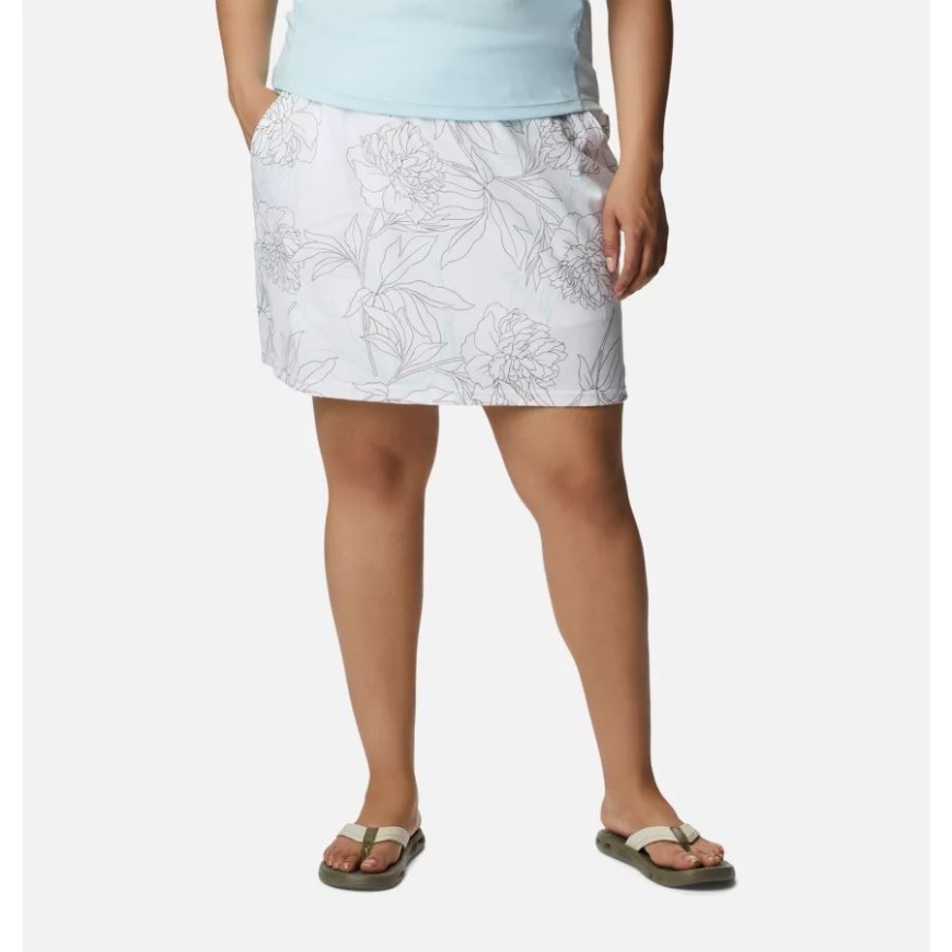 レディース アルパイン チル ゼロ スコート プラスサイズ ホワイト リーフィー ライン マルチ コロンビア