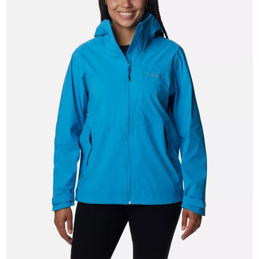 レディース アンプリドライ ウォータープルーフ シェル ウォーキング ジャケット ブルー チル コロンビア