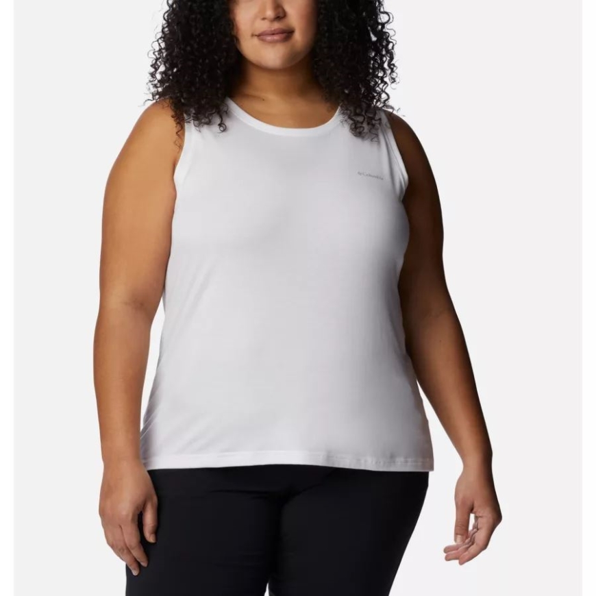 レディース いつでもニット タンクトップ プラスサイズ ホワイト コロンビア