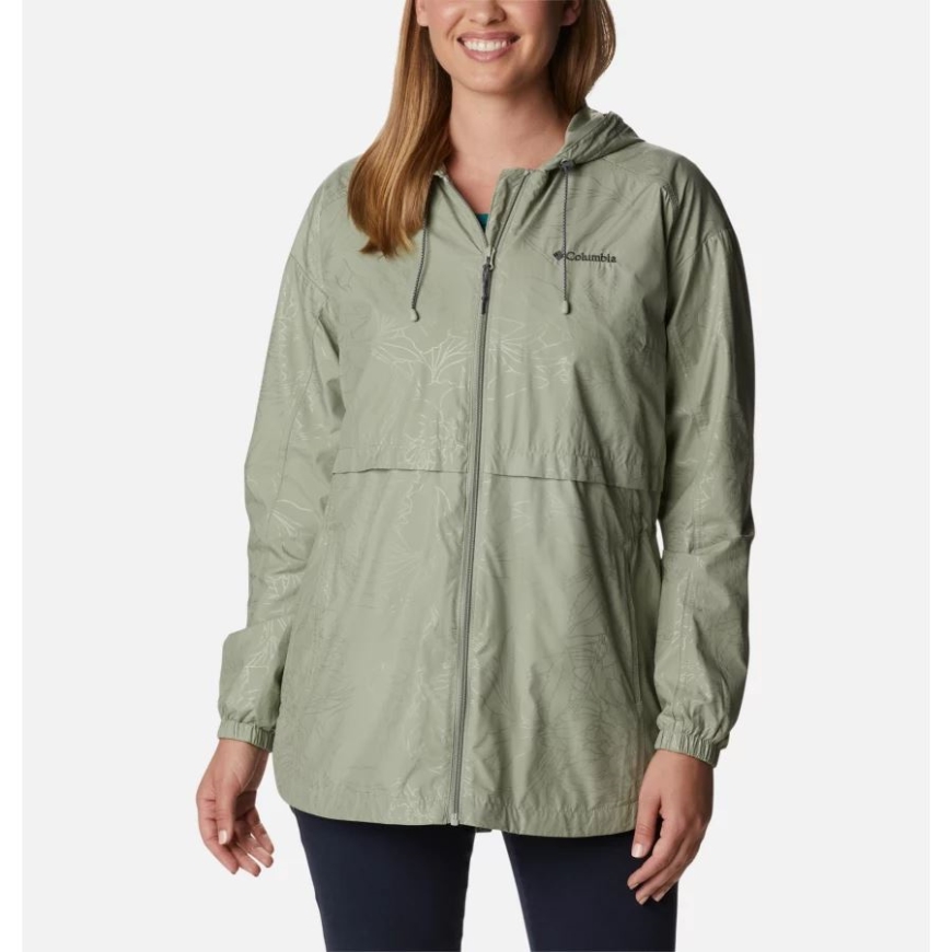 女性のオーロラス ウェイク Iii フード付きジャケット コロンビア サファリ リーフィー ライン エンボス