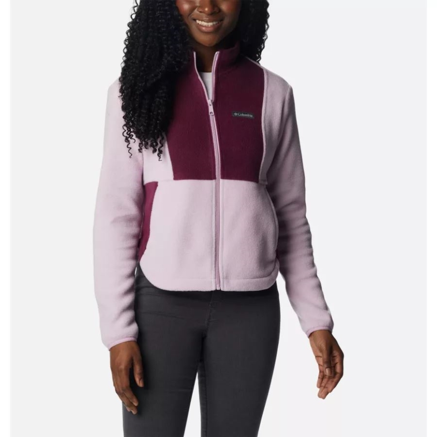 ウィメンズ ベントン スプリングス カラーブロック フリース ジャケット コロンビア オーラ/マリオンベリー