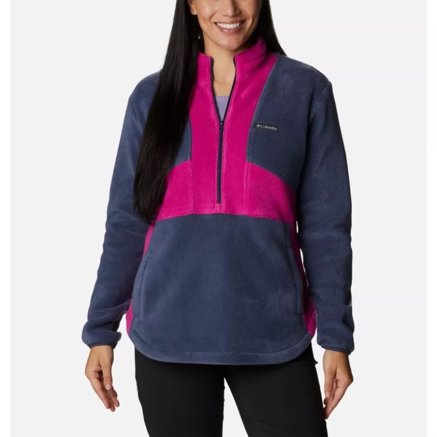ウィメンズ ベントン スプリングス カラーブロック ハーフ ジップ フリース プルオーバー コロンビア ノクターナル/ワイルド フクシア