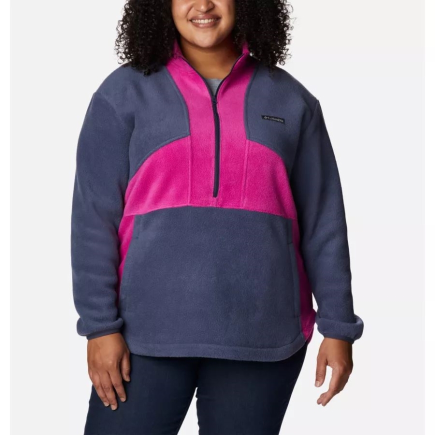レディース ベントン スプリングス カラーブロック ハーフジップ フリース プルオーバー プラスサイズ コロンビア ノクターナル/ワイルド フクシア