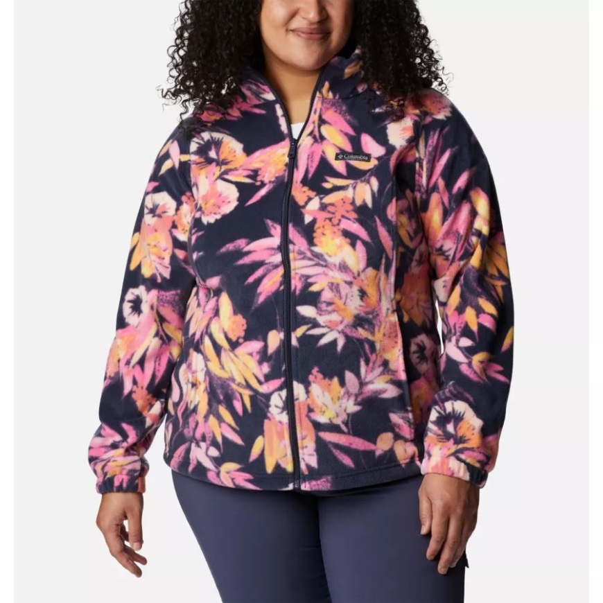 レディース ベントン スプリングス プリント フルジップ フリース ジャケット プラス サイズ コロンビア ワイルド ゼラニウム/ウィスタリアン