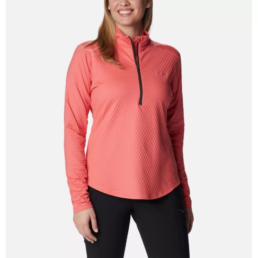 レディース ブリス アセント ハーフジップ シャツ ブラッシュ ピンク コロンビア