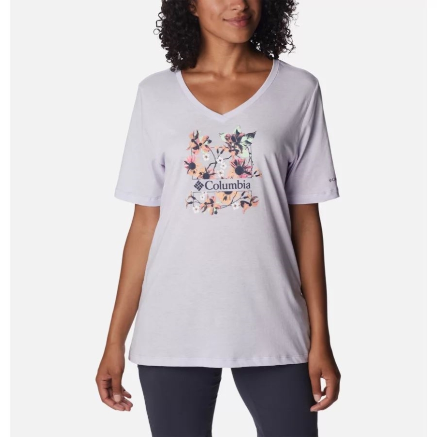 レディース ブルーバード デイ リラックス Vネック シャツ コロンビア パープルティント Hthr/jubilant Escape Grx