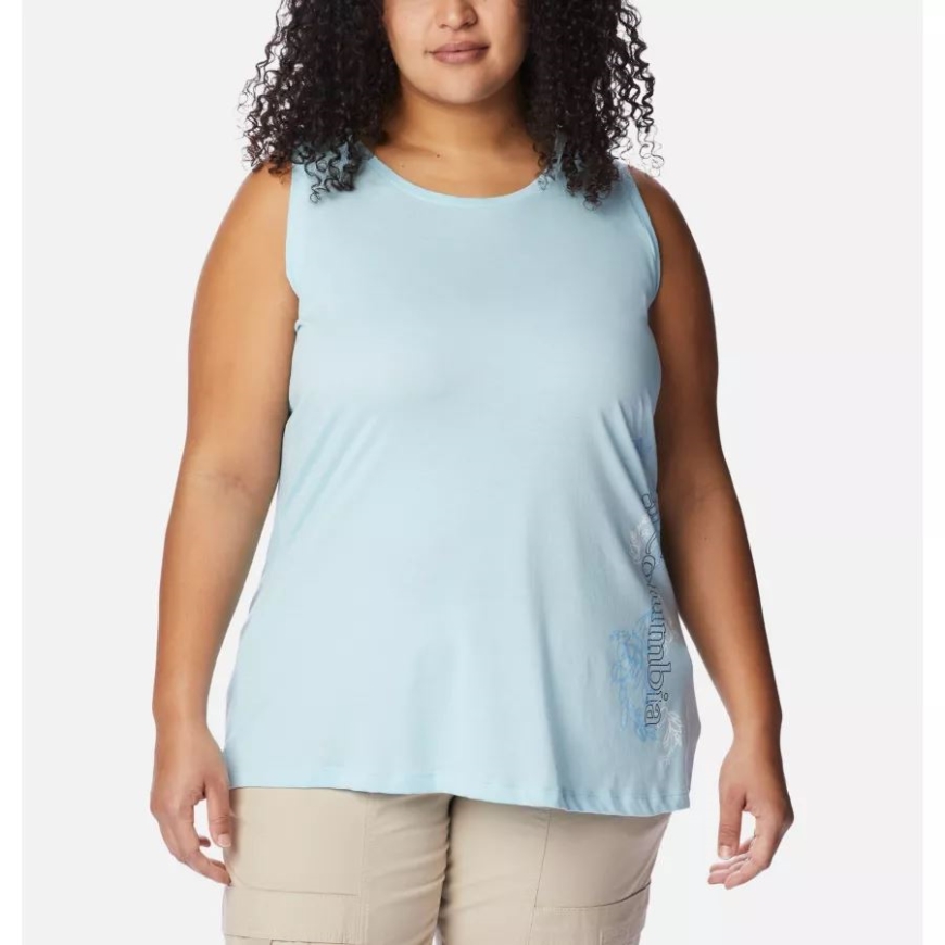 レディース ブラフ メサ タンク プラスサイズ スプリング ブルー Hthr/ブルーミング ライン グラフィック コロンビア