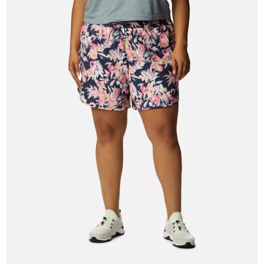 レディース ボガタ ベイ ストレッチ プリント ショーツ プラスサイズ コロンビア ワイルド ゼラニウム/ウィステリアン