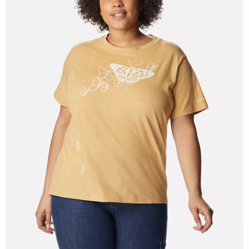 レディース ブレイク イット ダウン Tシャツ プラスサイズ コロンビア ライト キャメル/グラフィック バタフライ