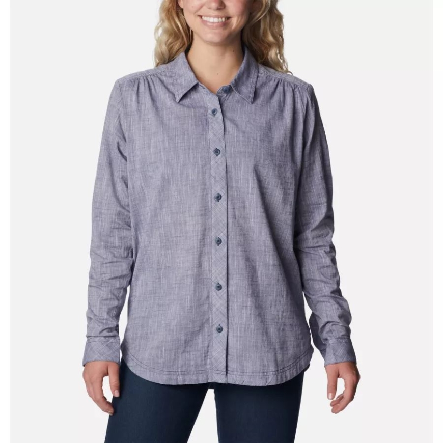 女性用キャンプ ヘンリー 3 世長袖シャツ コロンビア ノクターナル シャンブレー