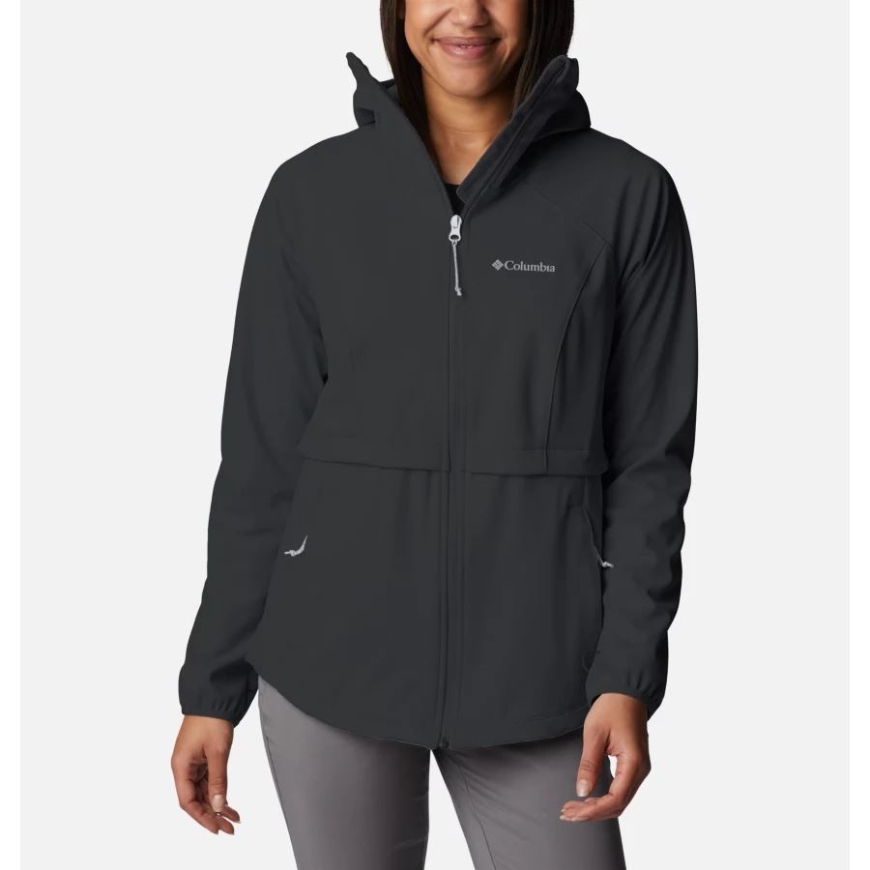 レディース キャニオン メドウズ ソフトシェル フード付き ウォーキング ジャケット コロンビア ブラック