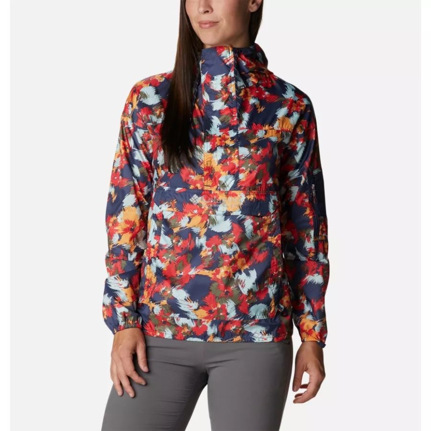 レディース チャレンジャー ウインドブレーカー 夜行性 台風 ブルーム プリント コロンビア