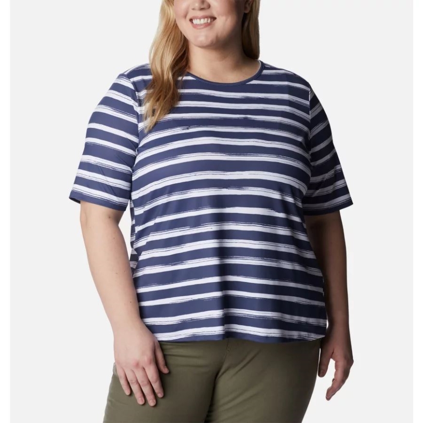 レディース チルリバー 半袖シャツ プラスサイズ コロンビア ノクターナル ブラッシュストライプ