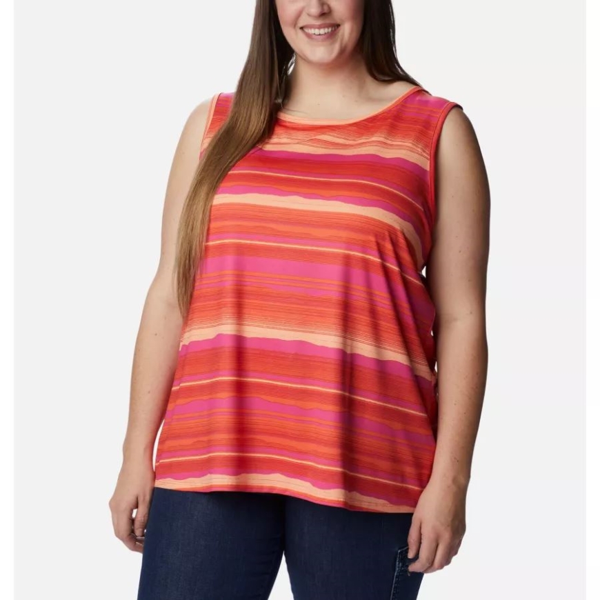レディース チル リバー タンク プラスサイズ サンセット オレンジ/ホライズンズ ストライプ コロンビア