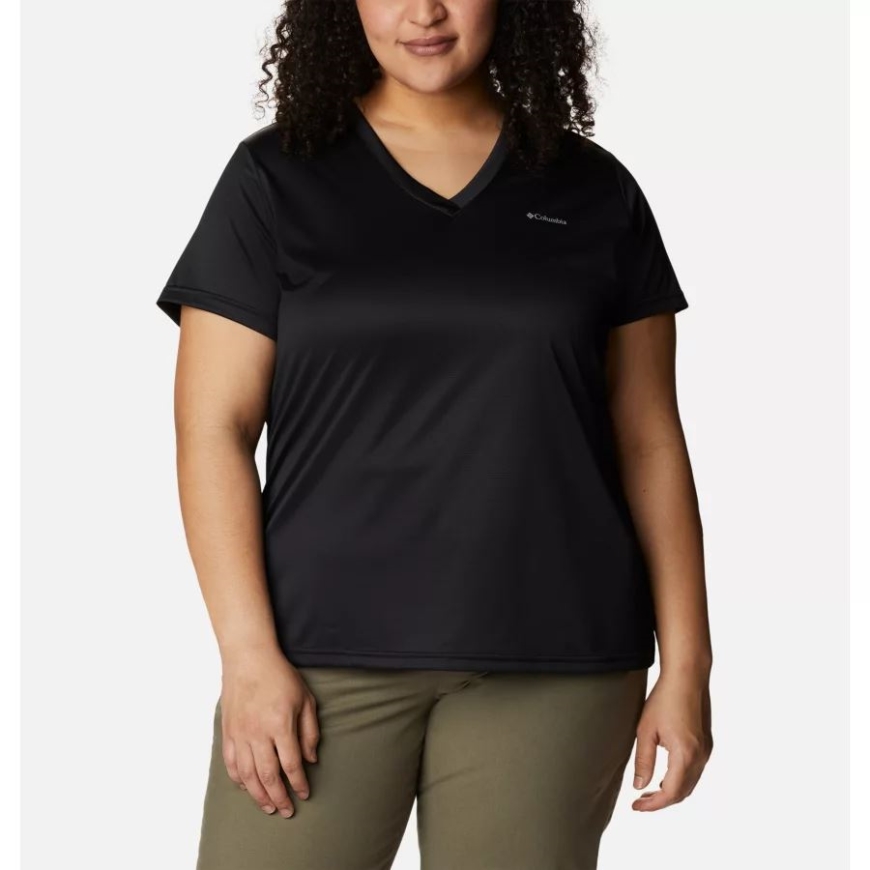 レディースコロンビアハイク半袖Vネックシャツプラスサイズブラックコロンビア