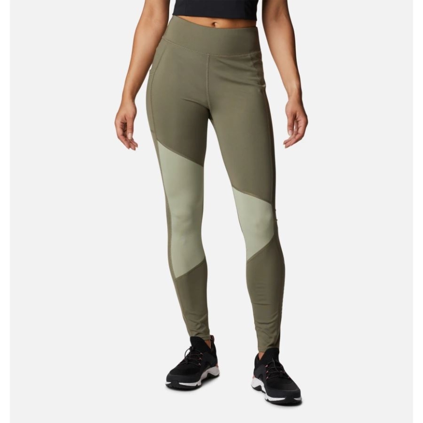 レディース コロンビア ロッジ カラーブロック タイツ コロンビア ストーン グリーン/サファリ