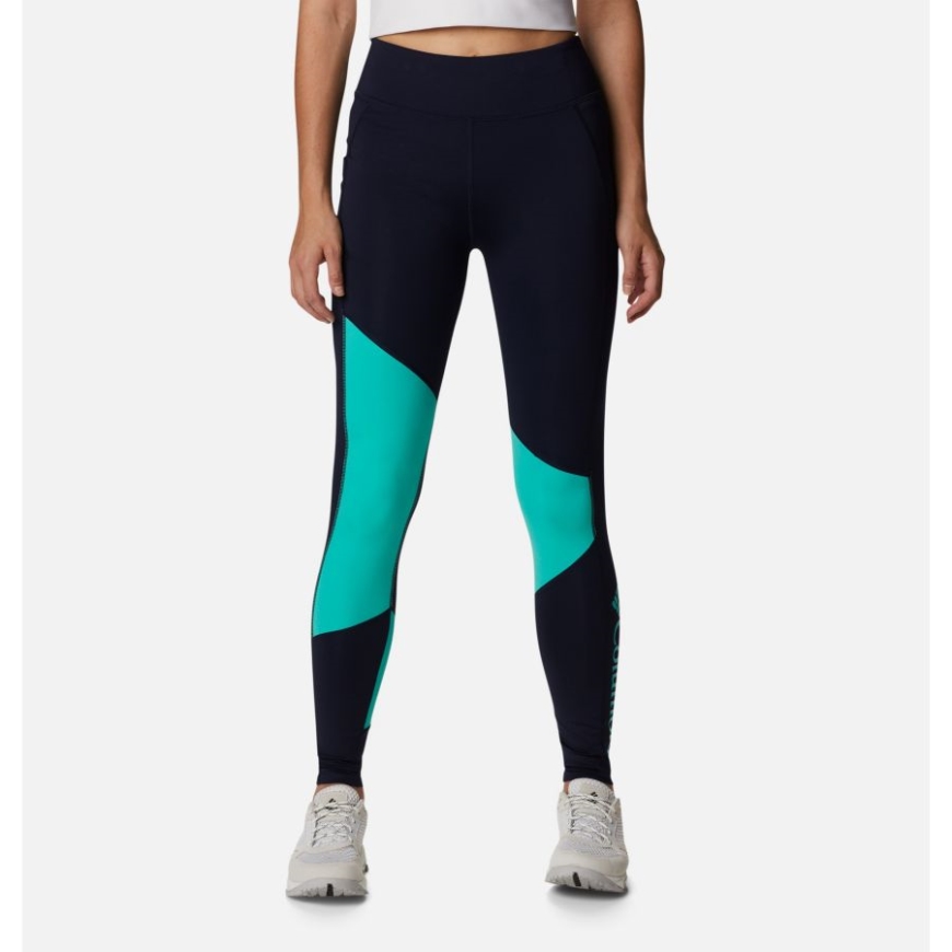 レディース コロンビア ロッジ カラーブロック タイツ ダーク ノクターナル/エレクトリック ターコイズ コロンビア
