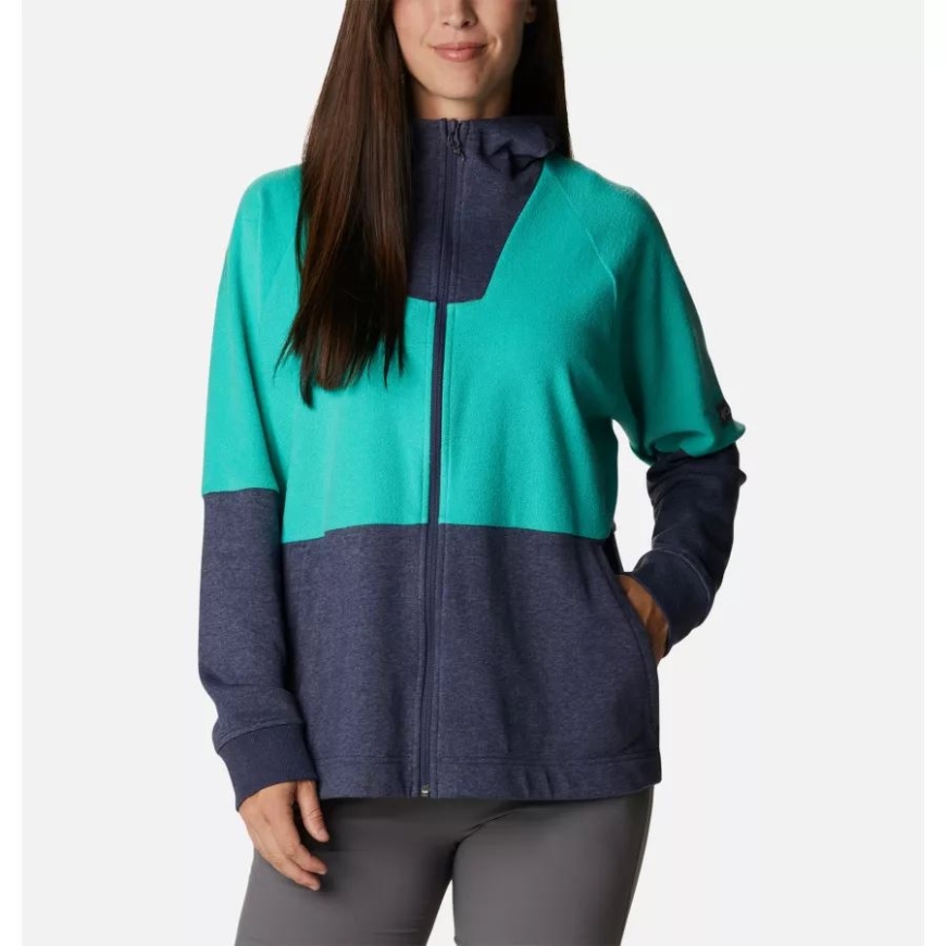 レディース コロンビア ロッジ フレンチ テリー​​ フード付き フルジップ ジャケット コロンビア ノクターナル ヘザー/エレクトリック ターコイズ He