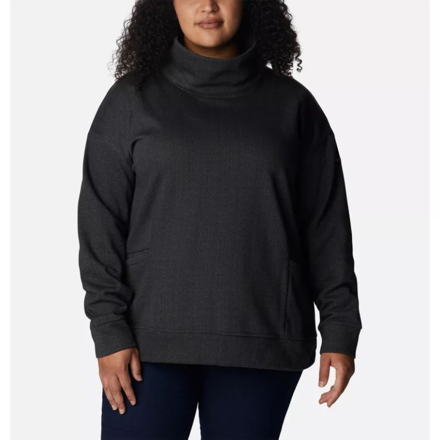 レディース コロンビア ロッジ ファンネル プルオーバー プラスサイズ コロンビア ブラック ヘリンボーン