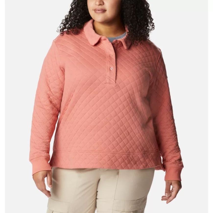 レディース コロンビア ロッジ キルティング ポロ プラスサイズ ダークコーラル コロンビア