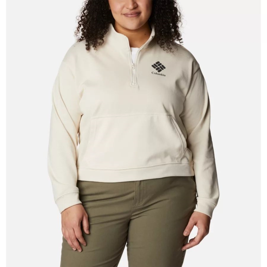 レディース コロンビア トレック フレンチ テリー​​ ハーフジップ スウェットシャツ プラスサイズ チョーク/スタックド ジェム コロンビア