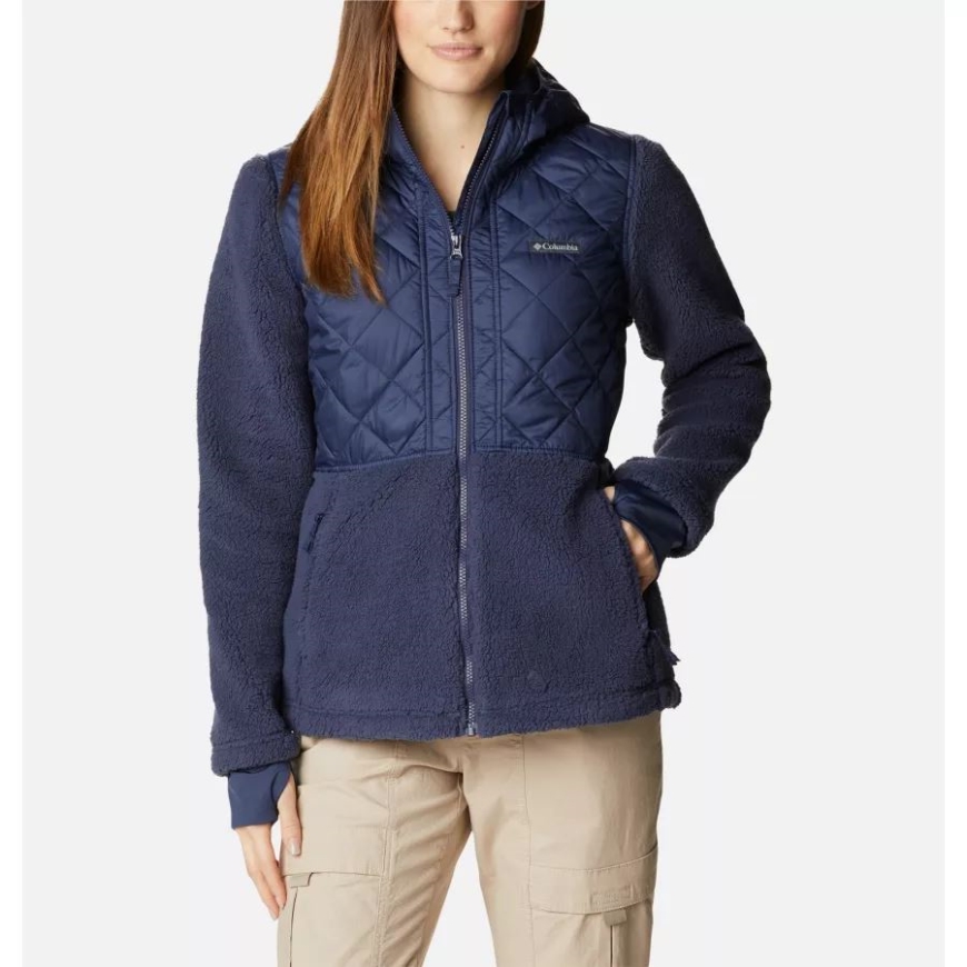 女性のクレステッド ピーク フード付きフリース ジャケット夜行性コロンビア