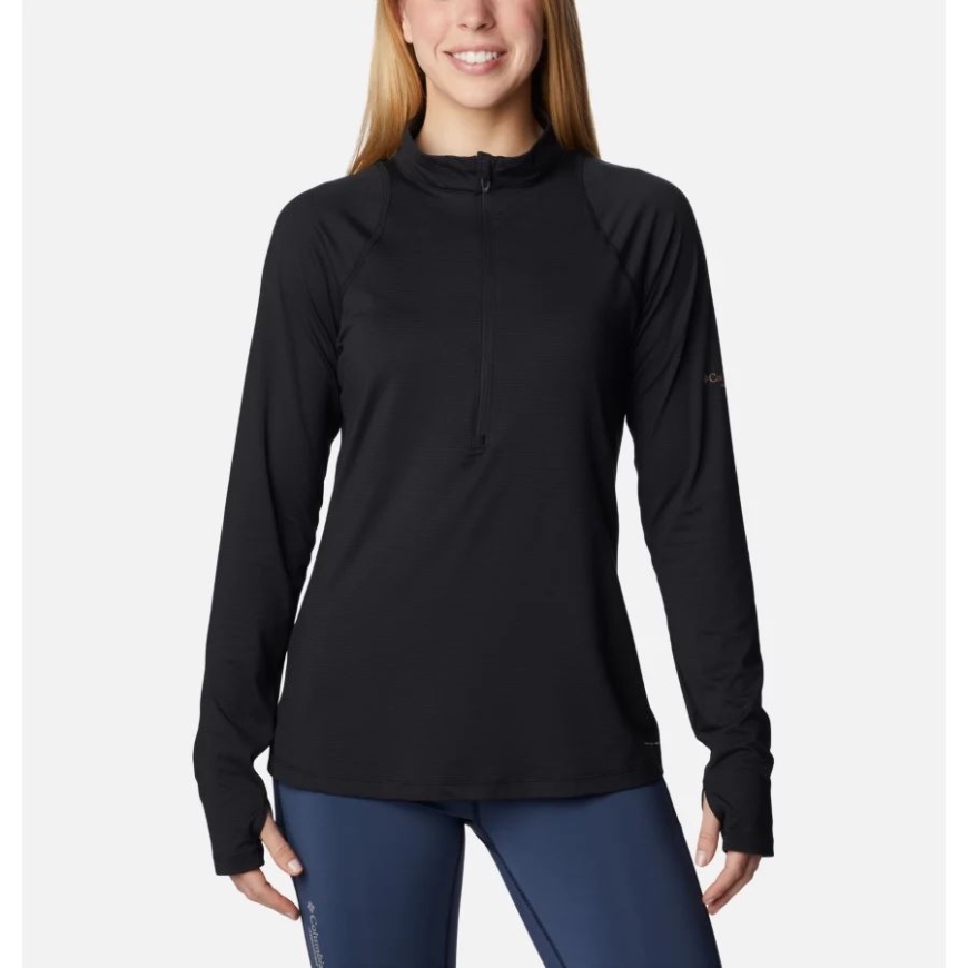 レディース エンドレス トレイル ハーフ ジップ メッシュ ロング スリーブ シャツ ブラック コロンビア