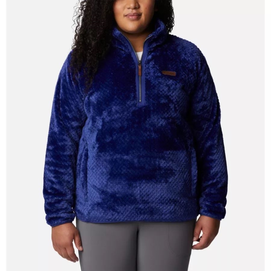レディース ファイヤーサイド クォータージップ シェルパフリース プラスサイズ ダークサファイア コロンビア