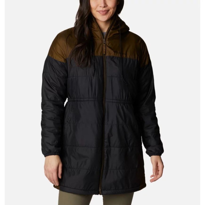 レディース フラッシュ チャレンジャー シェルパ ロング ジャケット コロンビア ブラック/オリーブ グリーン