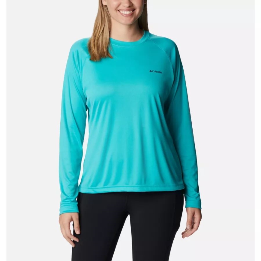 レディースフォークストリームロングスリーブシャツコロンビアブライトアクア/ノクターナルグラフィック