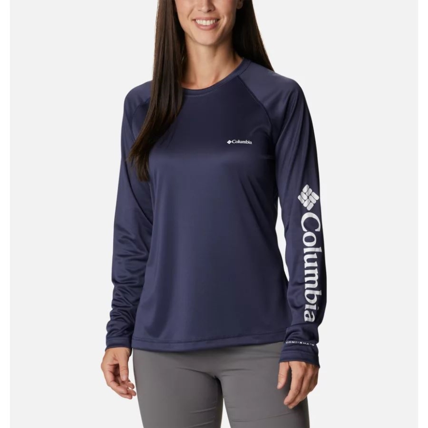 レディースフォークストリームロングスリーブシャツノクターナル/ホワイトロゴコロンビア