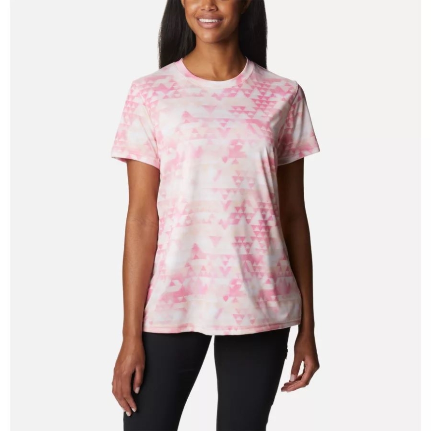 レディース フォーク ストリーム Tシャツ コロンビア ピーチ ブロッサム/ディスタント ピークス